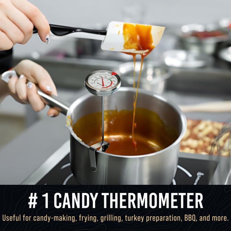 CRAFT911 Candy Thermometer with Pot Clip - Deep Fry Oil Thermometer for Frying - Cooking Thermometer for Frying Oil Candle Making Hot Oil Deep Fryer Thermometer 8"" Side of Pot Thermometer - Image 3
